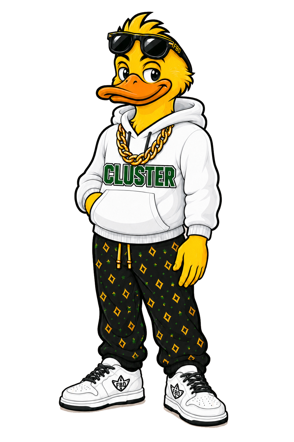 Cluster, the Five Buck Duck mascot
